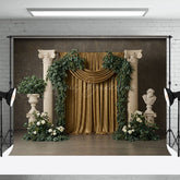 Lofaris Boho Athens Floral Golden Curtain Wedding Backdrop
